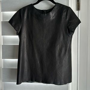 Zadig & Voltaire black leather short-sleeved shirt, S